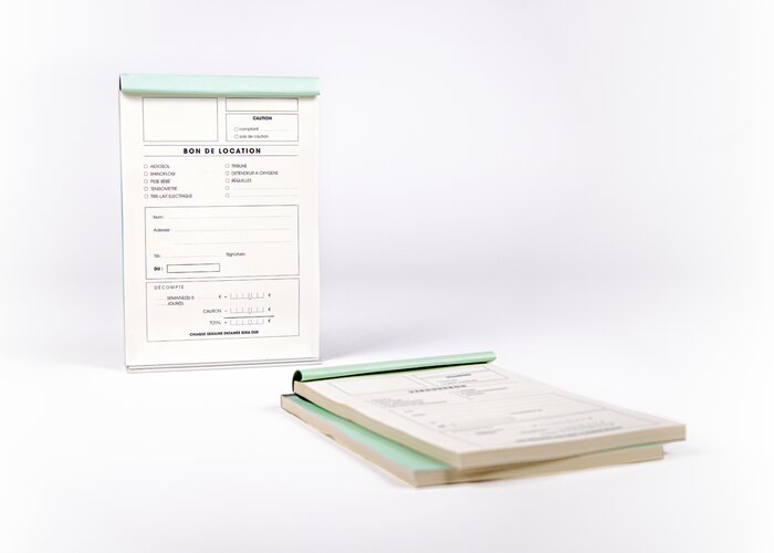 Bon de location, exécution standard sans firme DIN-A5 - 2x NCR - 1 ex. déchirable en carnet de 50 ex.